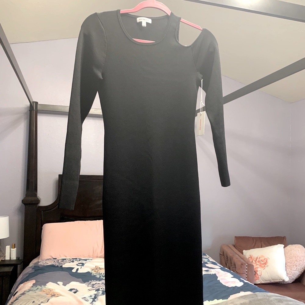 Good American Long Sleeved Cut Out Midi Dress